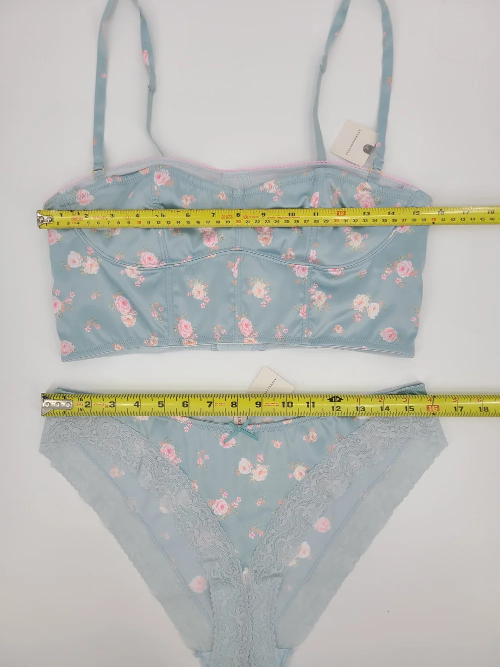 Anthropologie's LyreBird Satin Longline Bralette And Underwear Set Size Medium